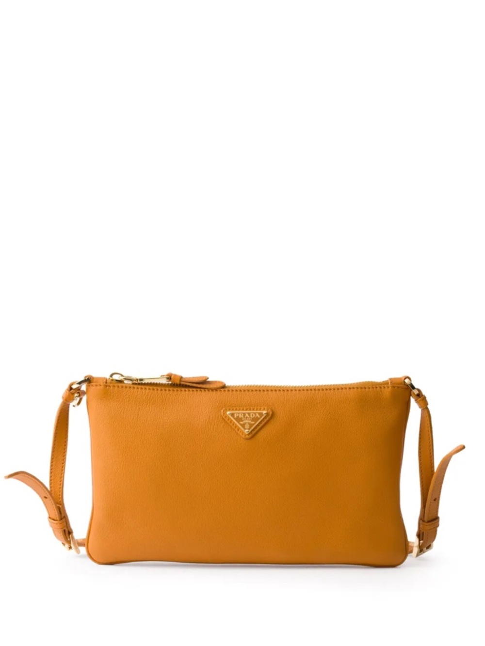 Authentic Prada orange brown gold small should bag purse pouch new with tags - Picture 1 of 12